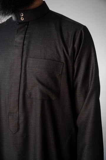 Cashmere Wool Saudi Thobe / Emirati cut (Dark Brown)
