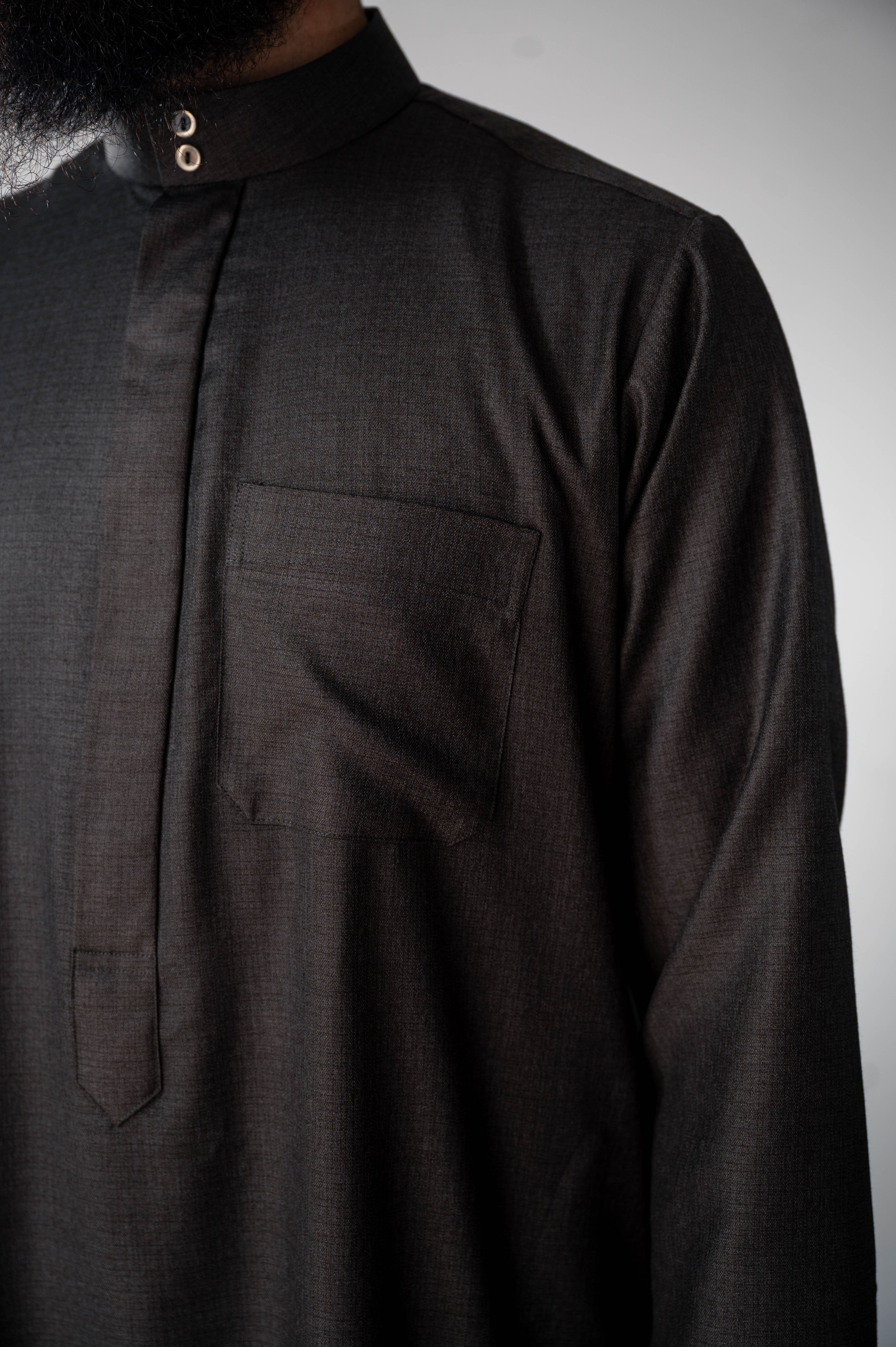 Cashmere Wool Saudi Thobe / Emirati cut (Dark Brown)