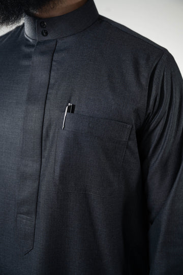 Cashmere Wool Saudi Thobe / Emirati cut (Charcoal)