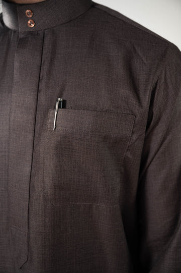 Cashmere Wool Saudi Thobe / Emirati cut (Light Brown)