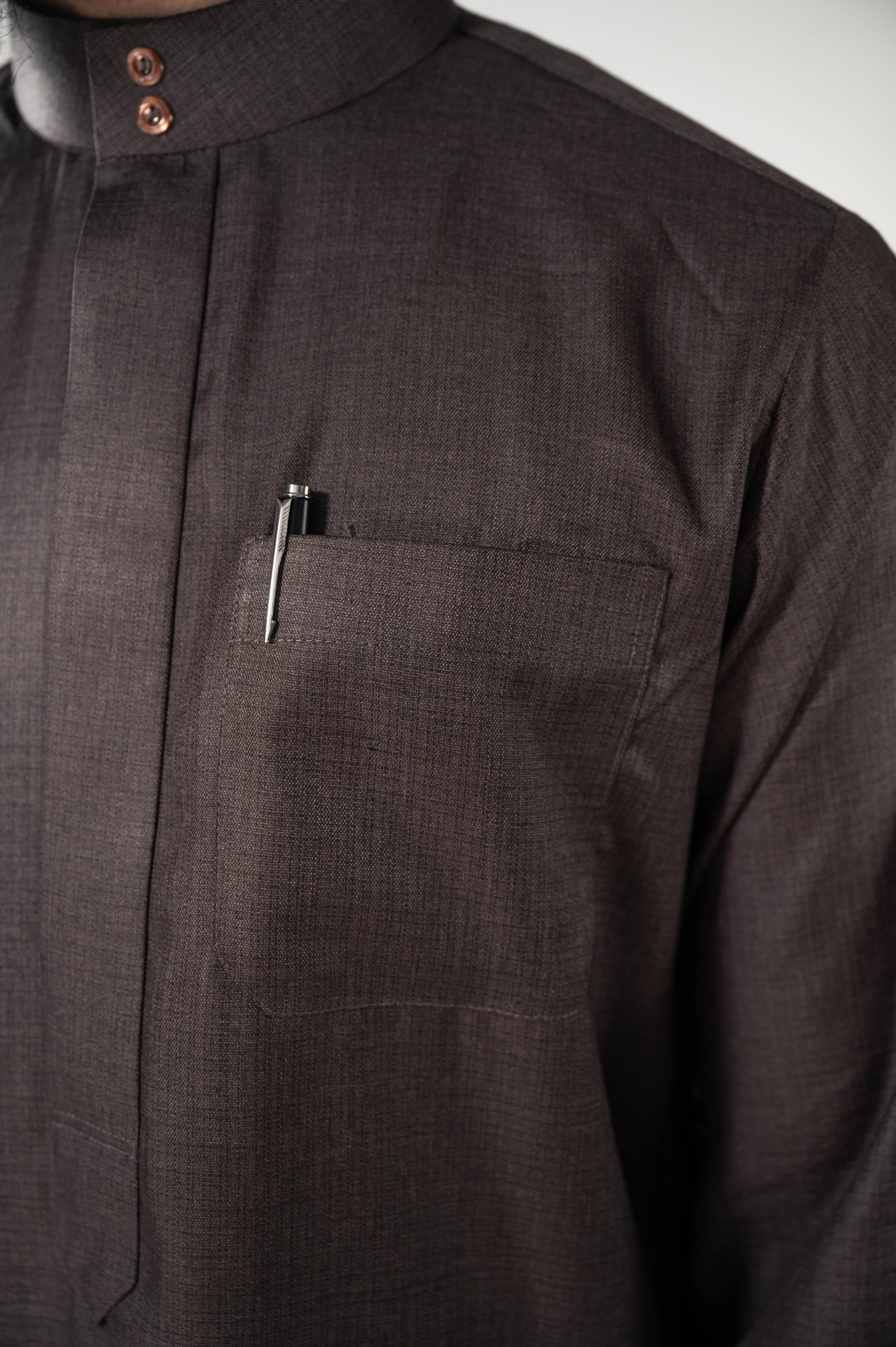 Cashmere Wool Saudi Thobe / Emirati cut (Light Brown)
