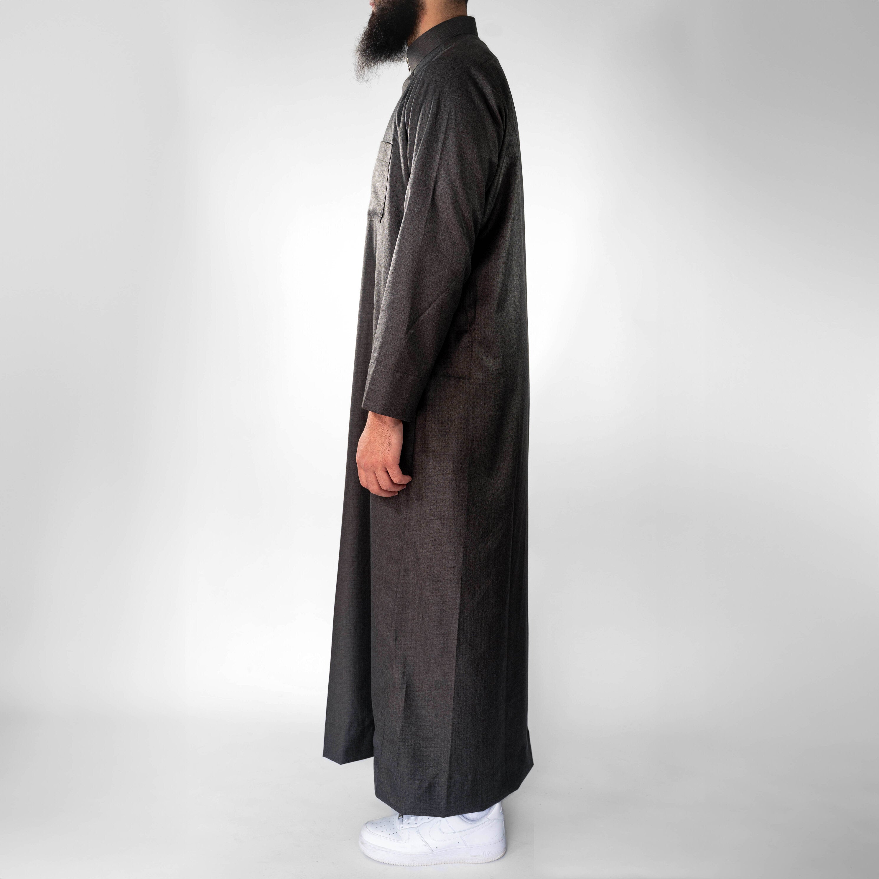 Cashmere Wool Saudi Thobe / Emirati cut (Dark Brown)